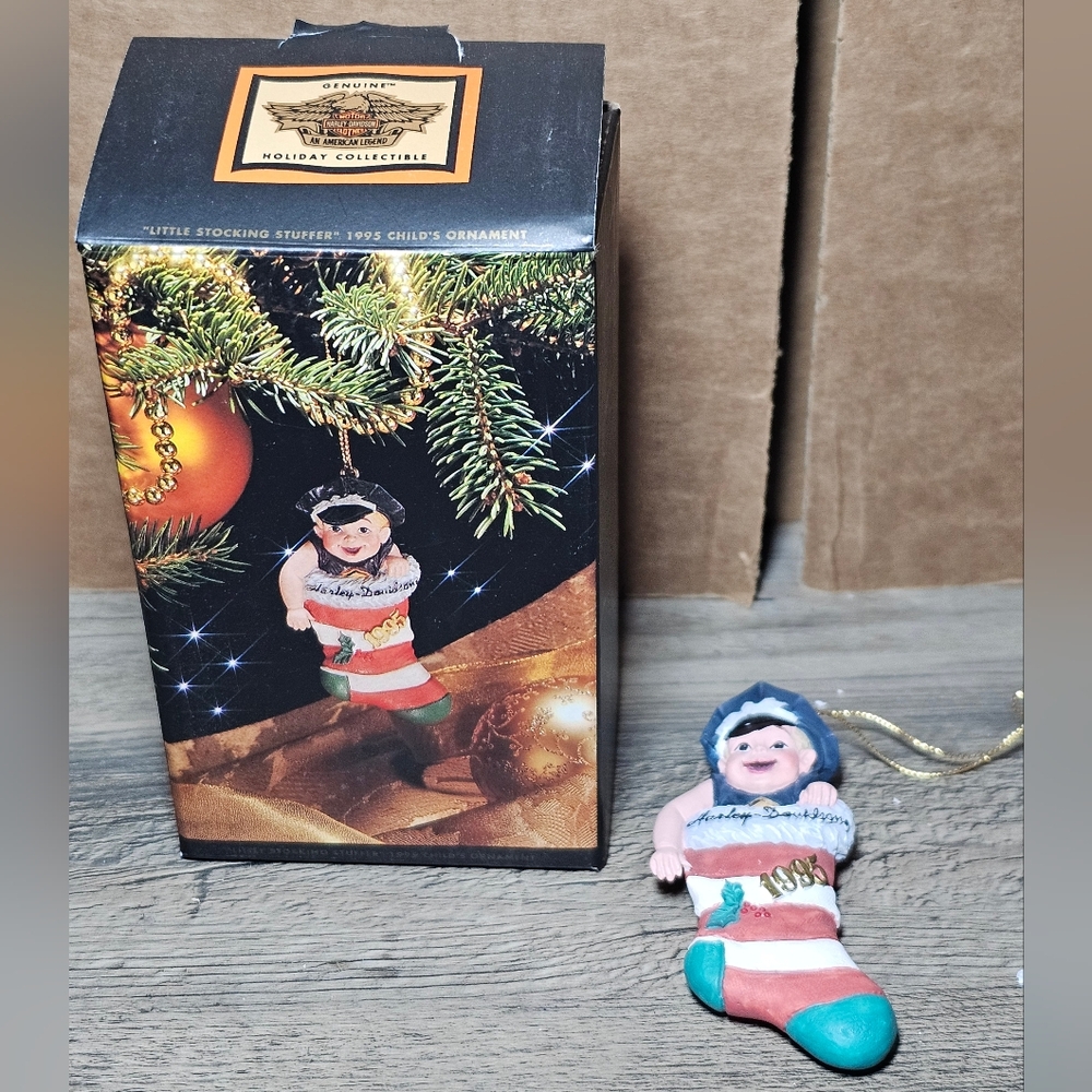 Harley-Davidson 1995 Childs Christmas‎ Ornament "LITTLE Stocking STUFFER" EUC
